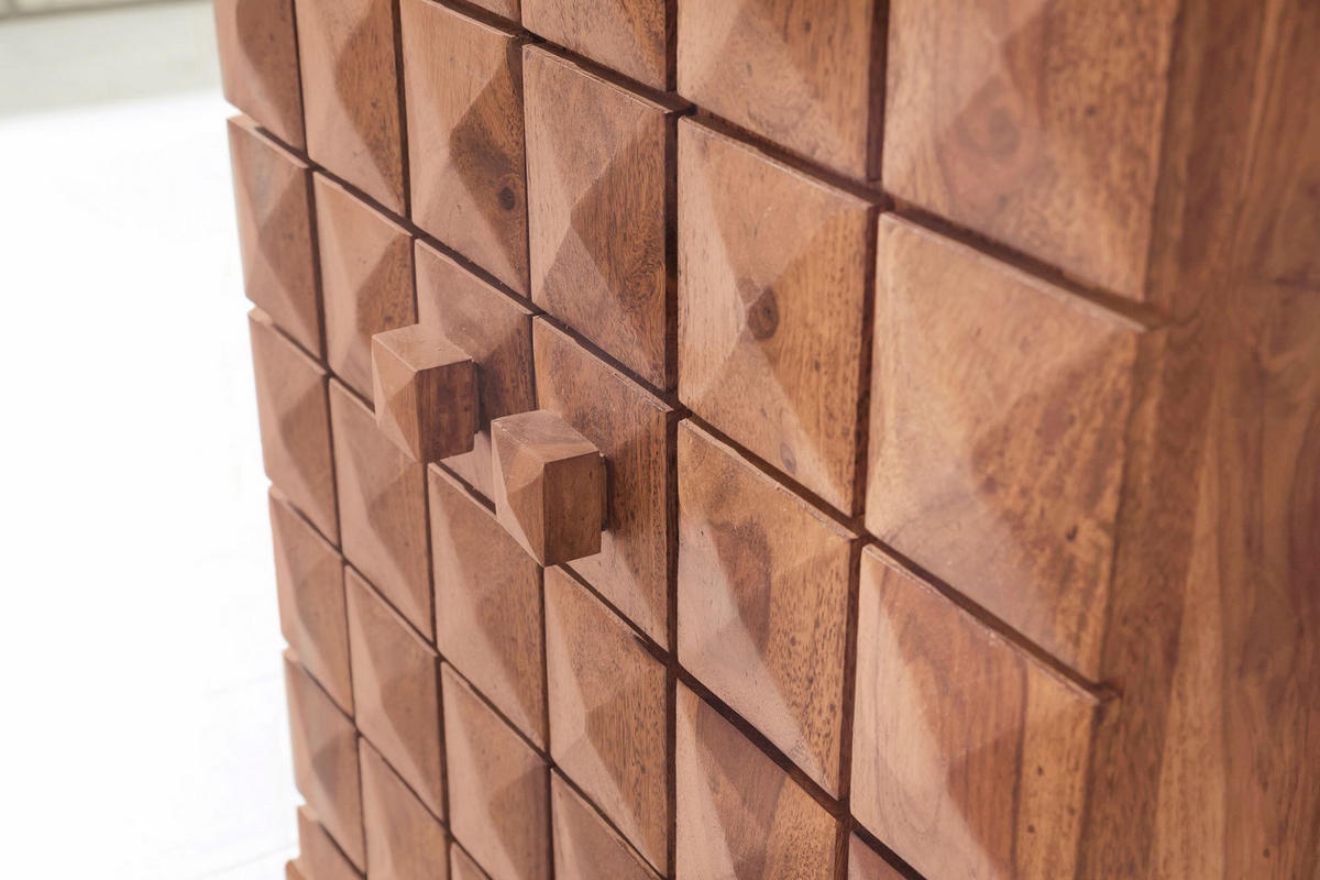 BARSCHRANK aus Massivholz mit Türen und integrierter Weinaufbewahrung SAAR, Beige 65x50x91 cm - Beige, Akazienholz/Holz (65/91/50cm) - KADIMA DESIGN