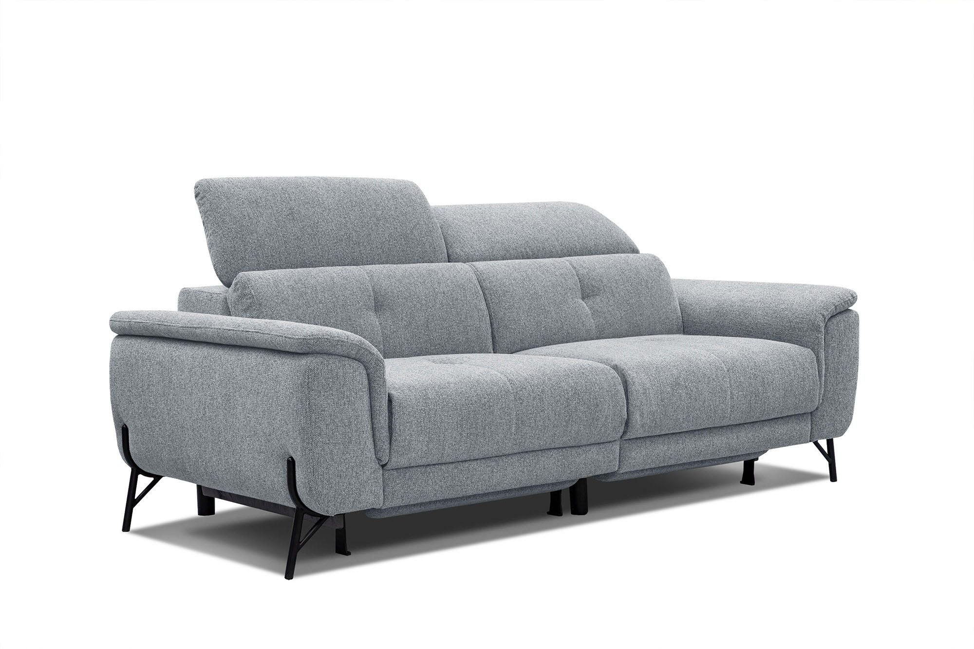 SOFA AVENA 3-Sitzer mit 2 Relaxfunktionen, silberfarben - Silberfarben, Holzwerkstoff/Textil (204/80/108cm) - Courtois Laville
