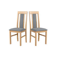 STUHL 2er Set Nilo 2, sonoma - Graubraun/Sonoma Eiche, Holz (43/94/40cm) - Leaf Design