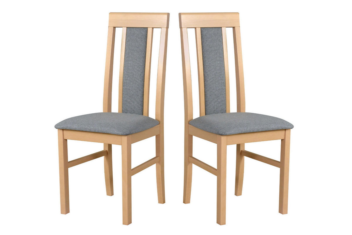 STUHL 2er Set Nilo 2, sonoma - Graubraun/Sonoma Eiche, Holz (43/94/40cm) - Leaf Design