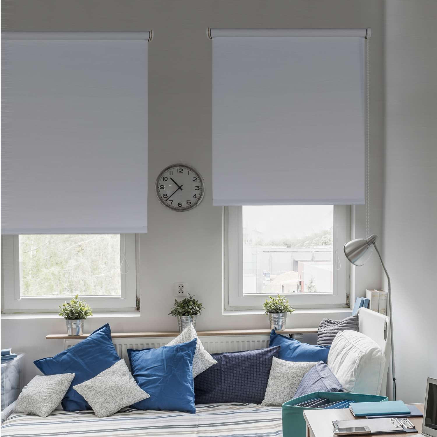 Thumbnail - Storesdeco Verdunkelungsrollo, Weiß, Kunststoff, Uni, Rechteckig, 140x250 cm, CE, Wohntextilien, Rollos & Jalousien, Rol...