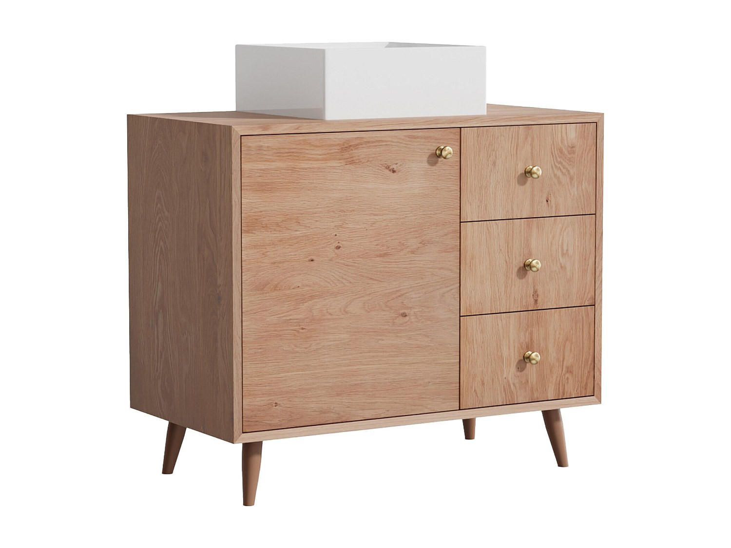EINZELWASCHTISCH - 93 cmcm x 50 cmcm - Holz, Platte - Naturfarben Hell - ZARENO - Naturfarben, Holz (93/80.5/50cm) - Vente-Unique
