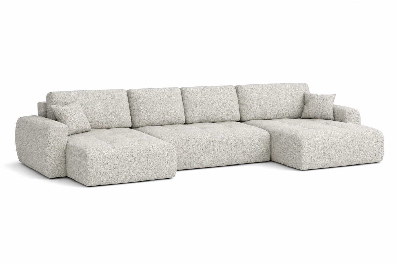 ECKSOFA Mit Schlaffunktion Und Bettkasten U-Form Ivo U, Chenillestoff Artico, Nata - Beige, Holz (342/142cm) - Kaiser Möbel