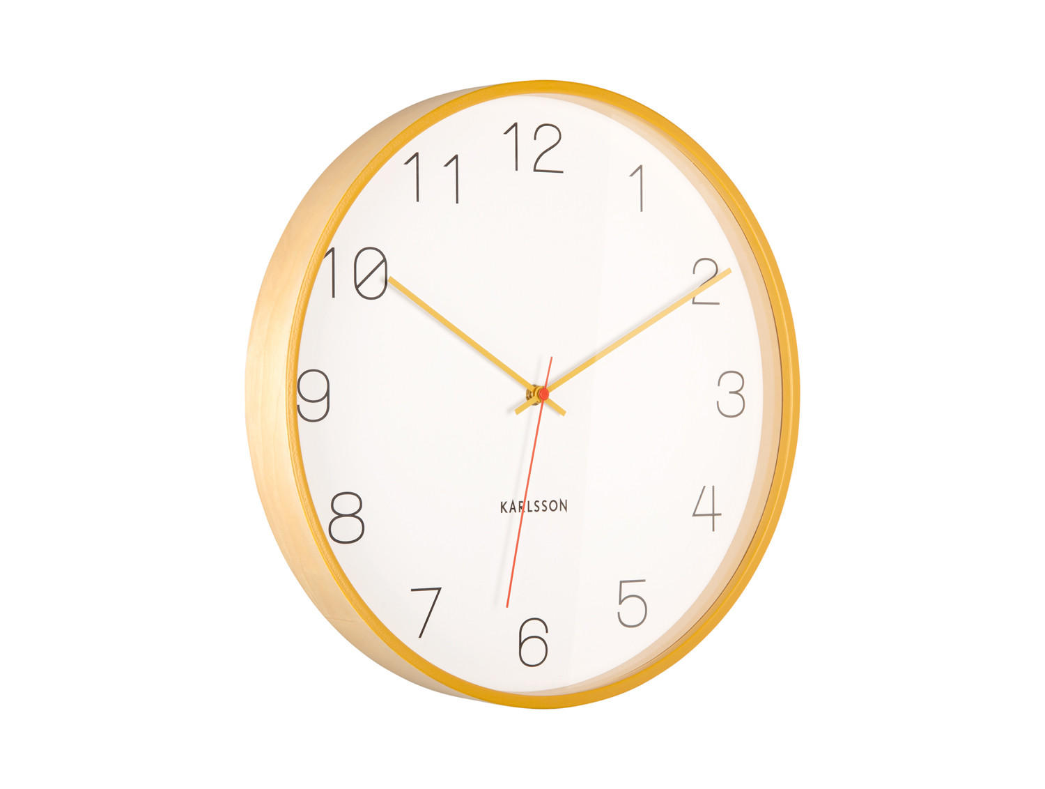 Karlsson Wanduhr Gelb 40x40x5 cm