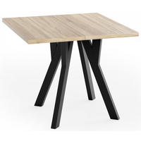 ŠTVORCOVÝ Rozkladací Stôl Clover s Čiernymi Bukovými Nohami – Dub Sonoma – 100 x 100 / 200 cm - hnedá/čierna, drevo/kompozitné drevo (100/200/76.5cm) - WFL GROUP