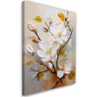 WANDBILD weiß gemalte blumen - Weiß, Textil (40/60cm) - Feeby