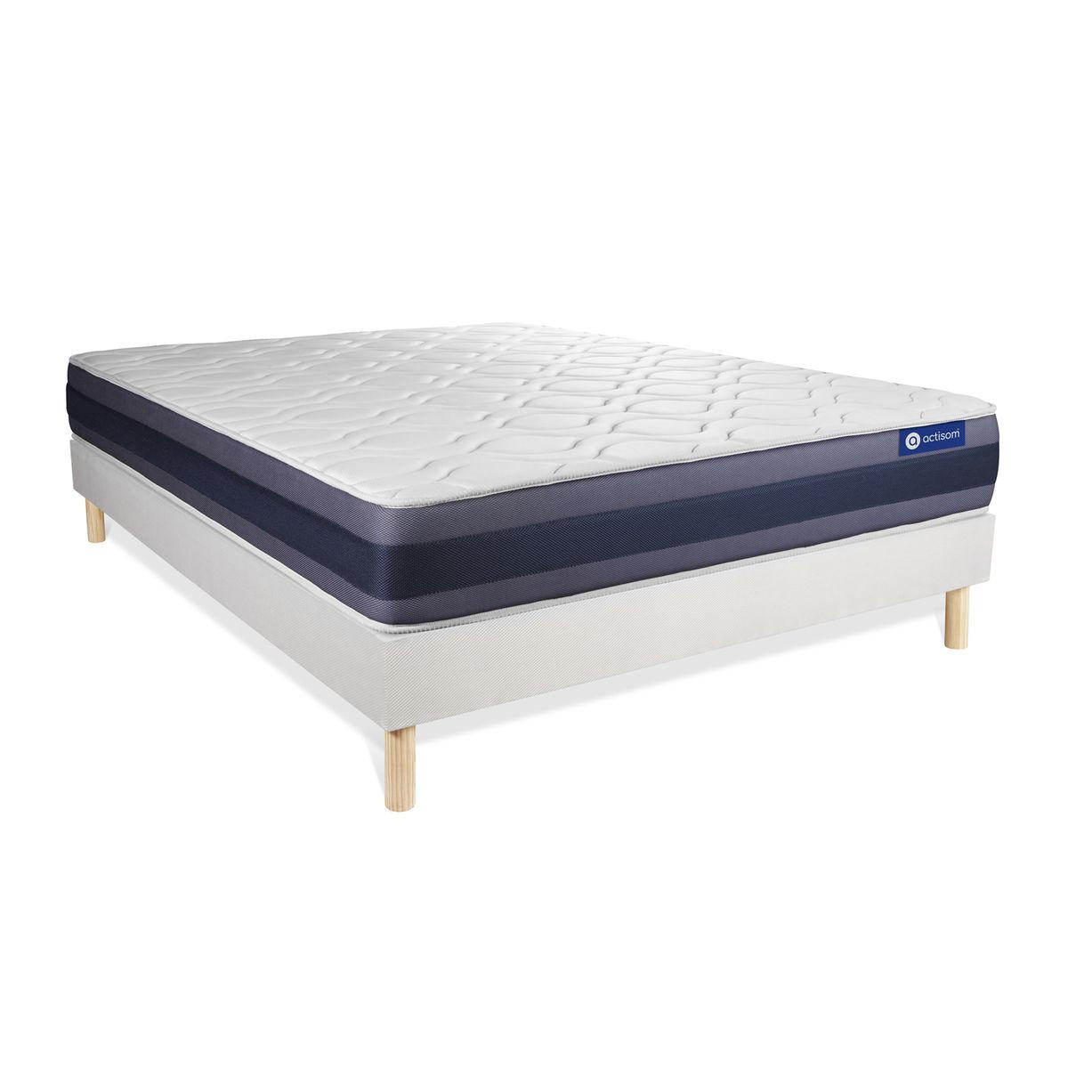 BETT Actimemo morpho Memory-Schaum 140 x 200 cm h1 - Kit Bettgestell Weiß - Beige/Weiß, Karton/Holz (140/200cm) - ACTISOM