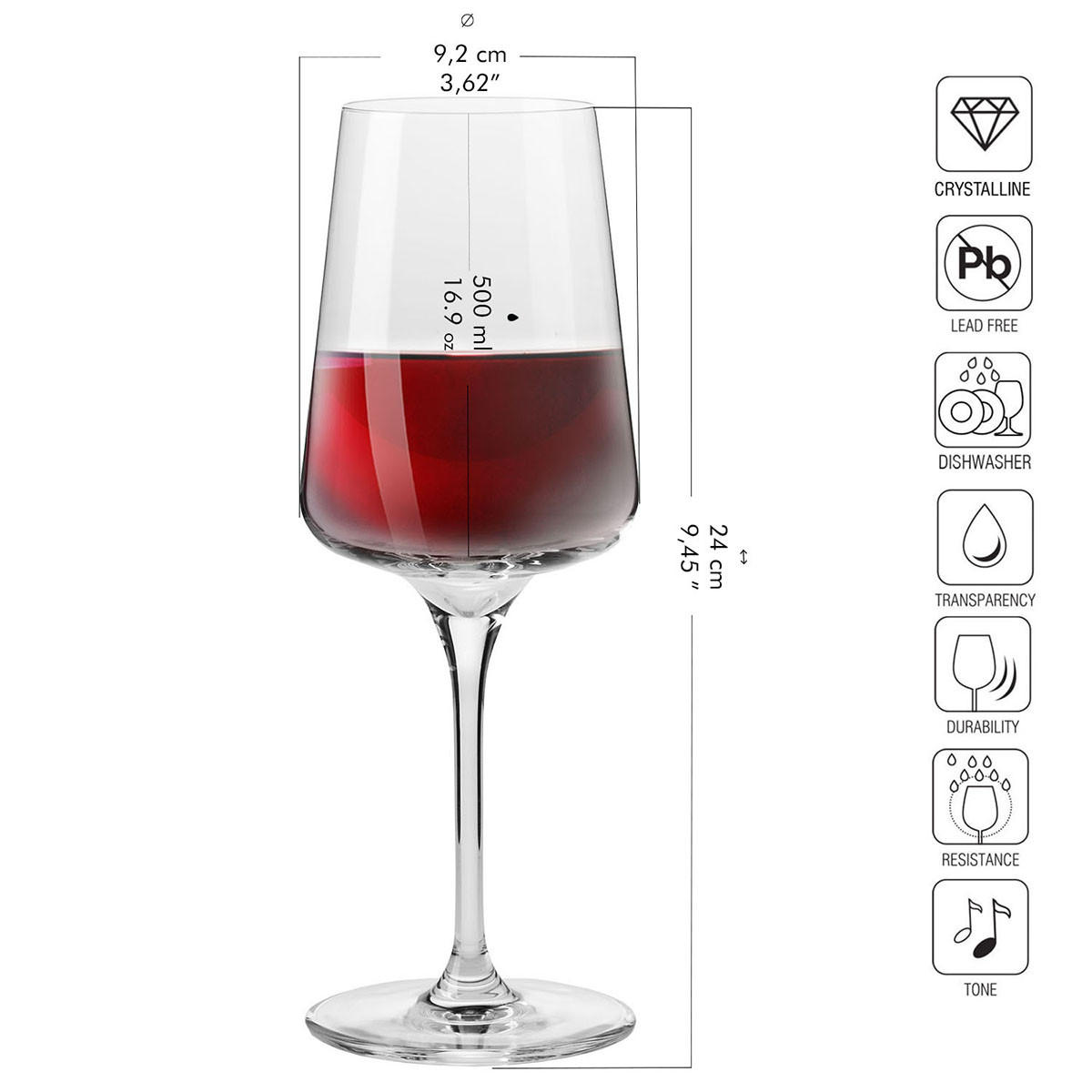 ROTWEINGLÄSER Infinity, 6er-Set, 500 ml - Transparent, Glas (0.5L) - Krosno Glass