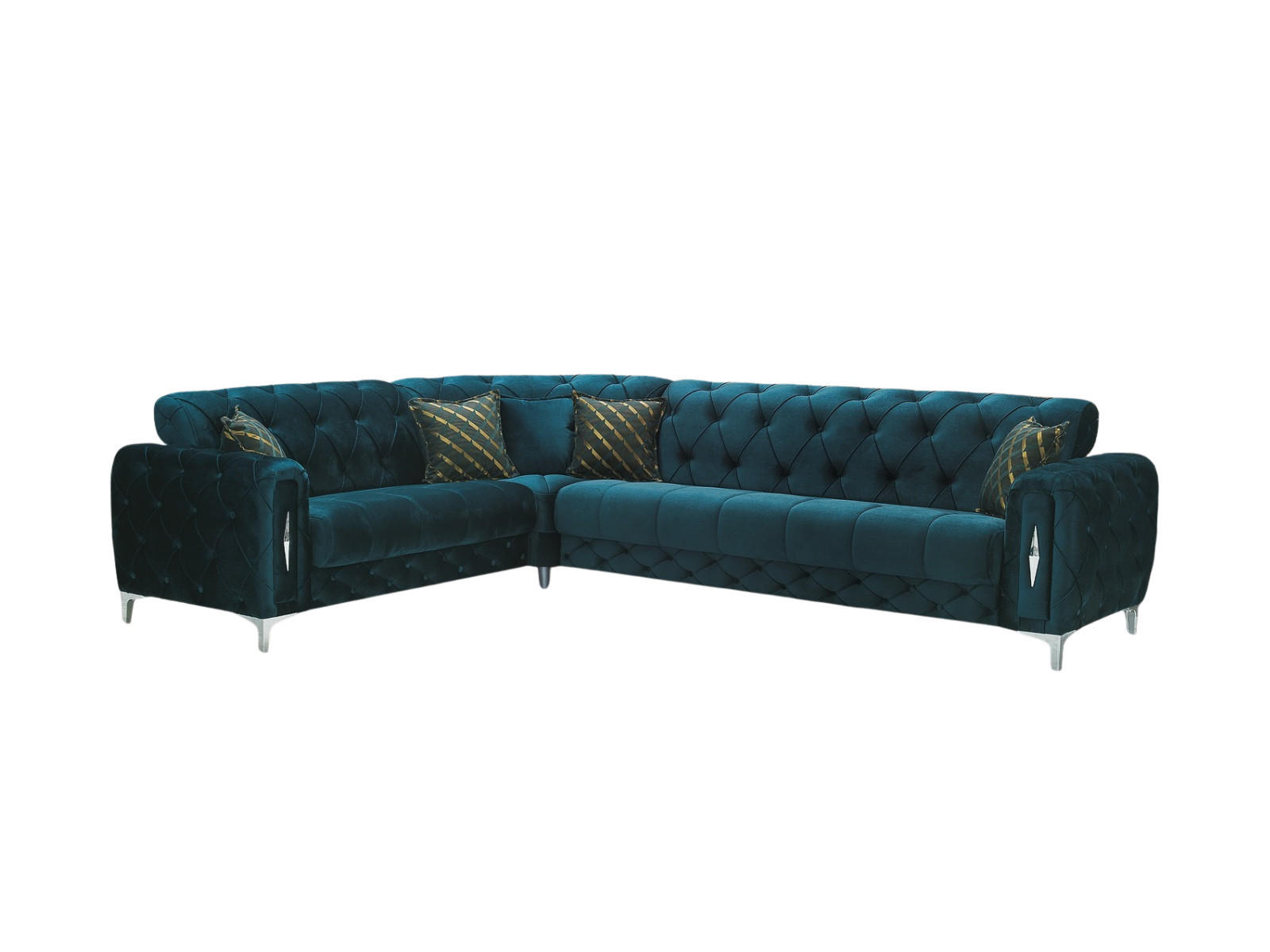ECKSCHLAFSOFA Patna Grün - Schenkel gleich lang - Grün, Holzwerkstoff/Kunststoff (315/315cm)