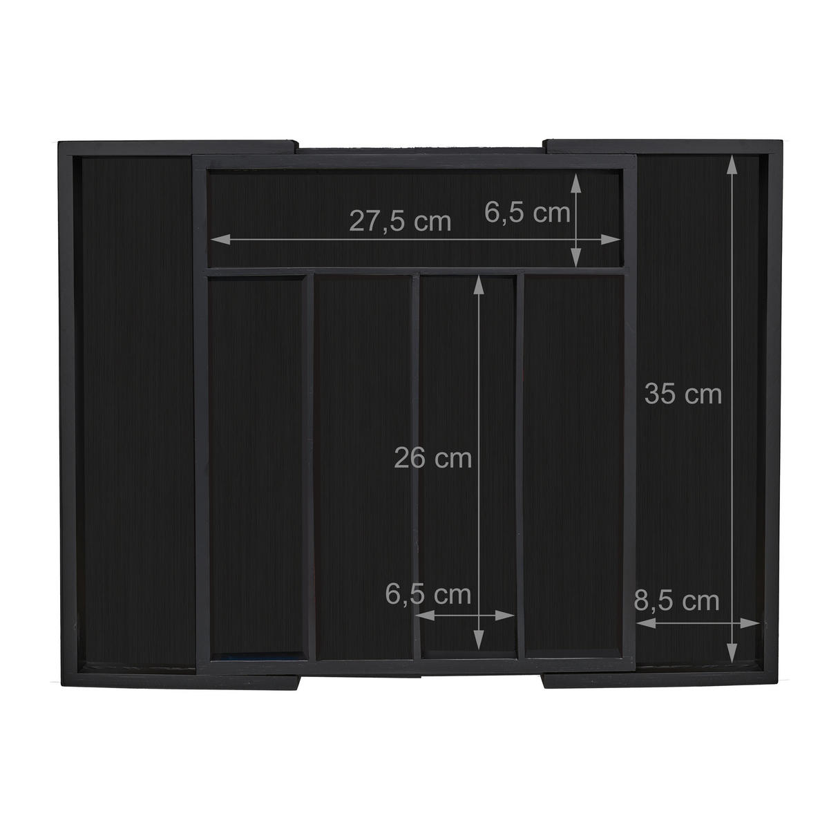 BESTECKKASTEN - Schwarz, Holz/Holzwerkstoff (48.5/5.5/37cm) - Relaxdays