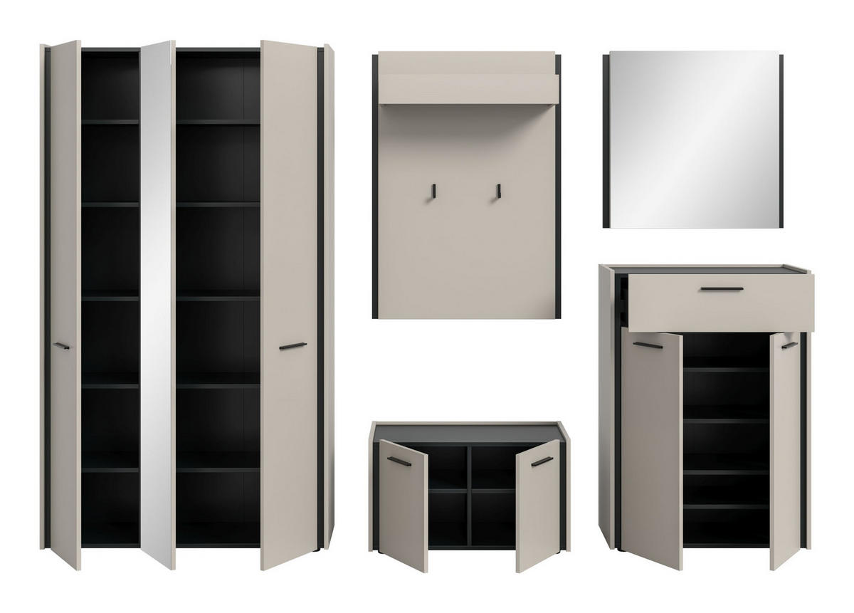 GARDEROBEN-SET Emil Kaschmir 287/40/190 cm - Beige, Holzwerkstoff (287/190/40cm) - Xonox