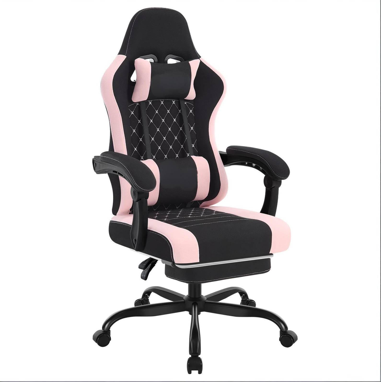 BÜROSTUHL mit Massagefunktion höhenverstellbar Mesh-Stoff Metall Black/Pink - Schwarz, Metall (70/127/70cm) - Meubliv