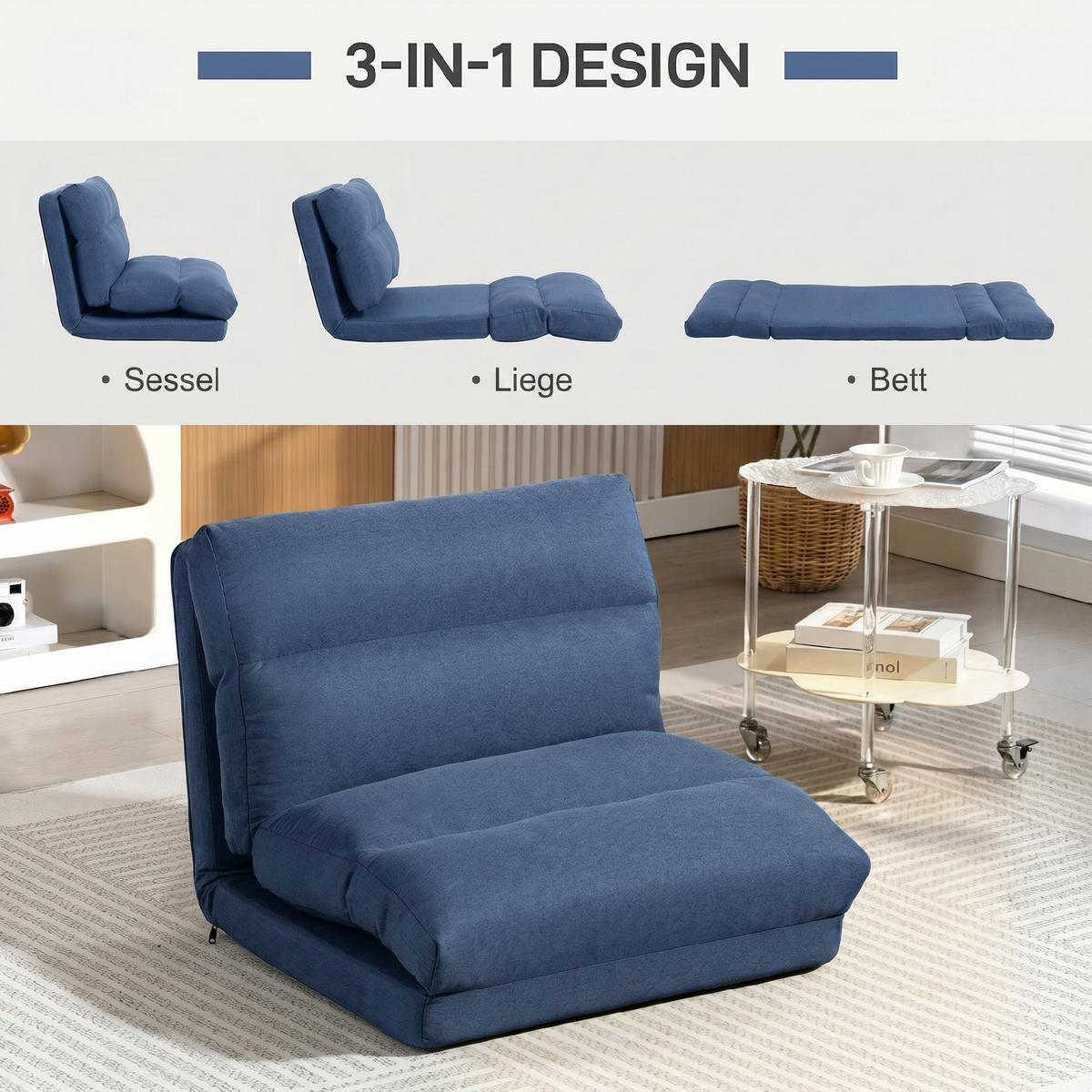 SOFA Blau 203.0/70.0/56.0cm - Blau, Textil (70/56/203cm)