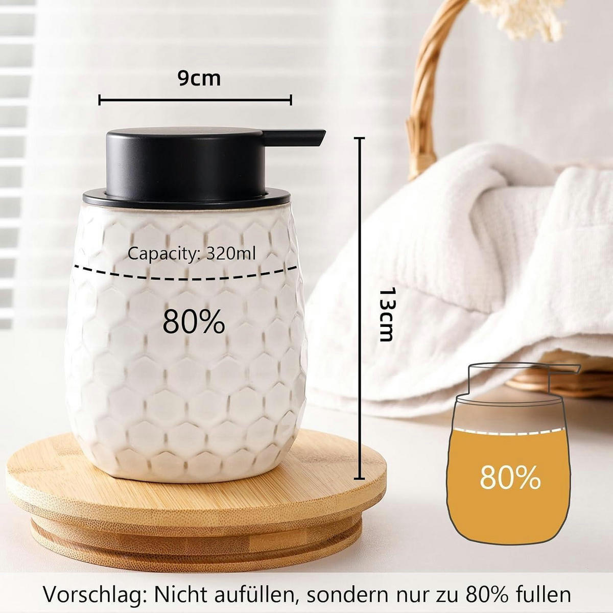 SEIFENSPENDER Keramik Beige 400ml - Beige, Keramik (9/13/9cm)