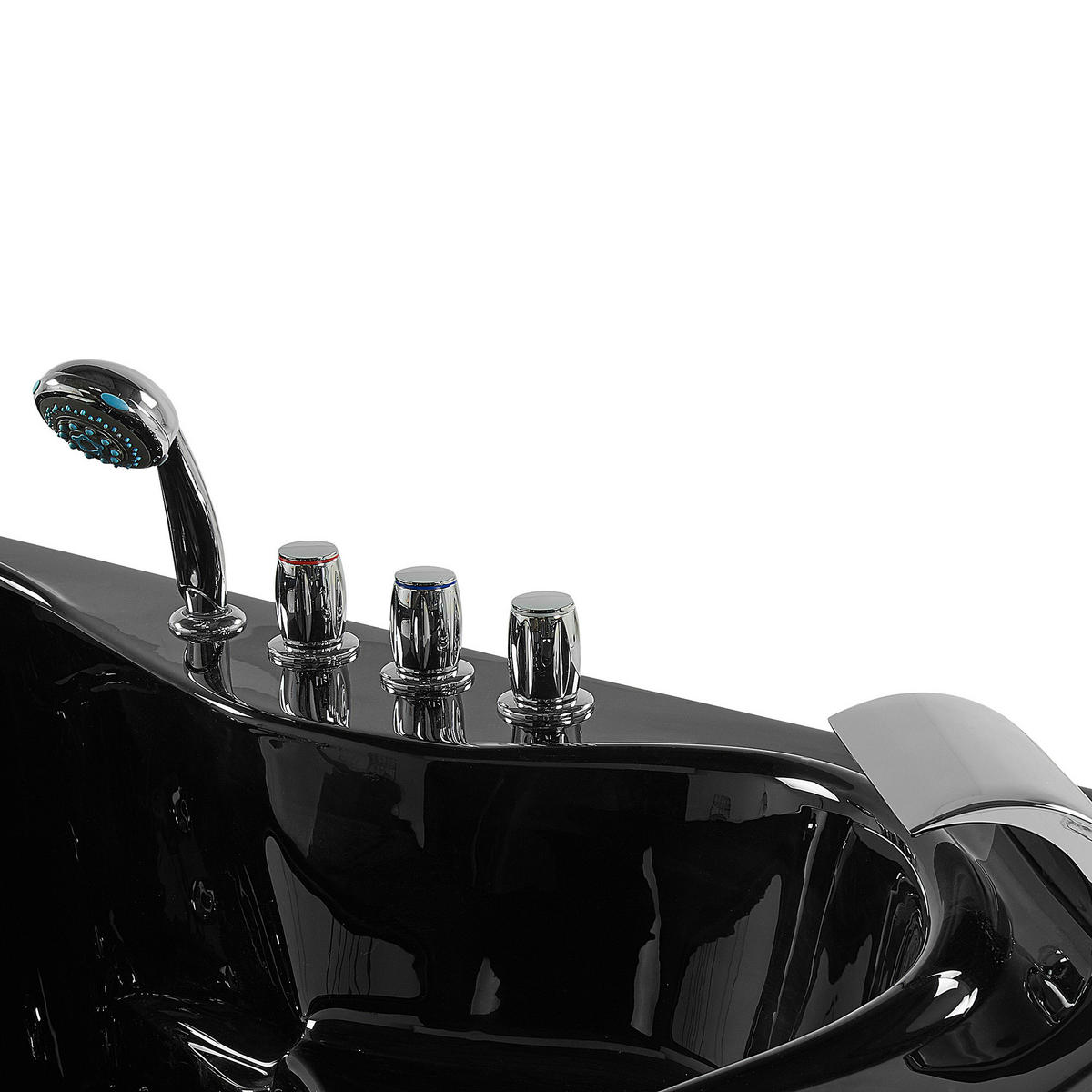 WHIRLPOOL-BADEWANNE mit LED 150x190x61 cm schwarz Tocoa - Schwarz, Kunststoff (150/61/190cm) - Beliani