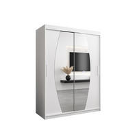 SCHWEBETÜRENSCHRANK 200/150/62 2-türig - Silberfarben/Weiß, Holz/Kunststoff (150/200/62cm) - MÖBEL KRYSPOL