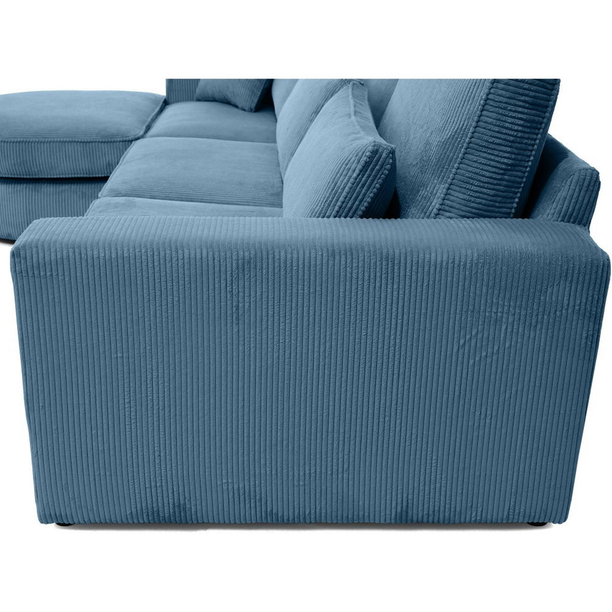 ECKSOFA Pablo ohne Schlaffunktion, mit abgerundeter Ottomane, links, Blau - Blau, Textil (319/196cm) - Beautysofa