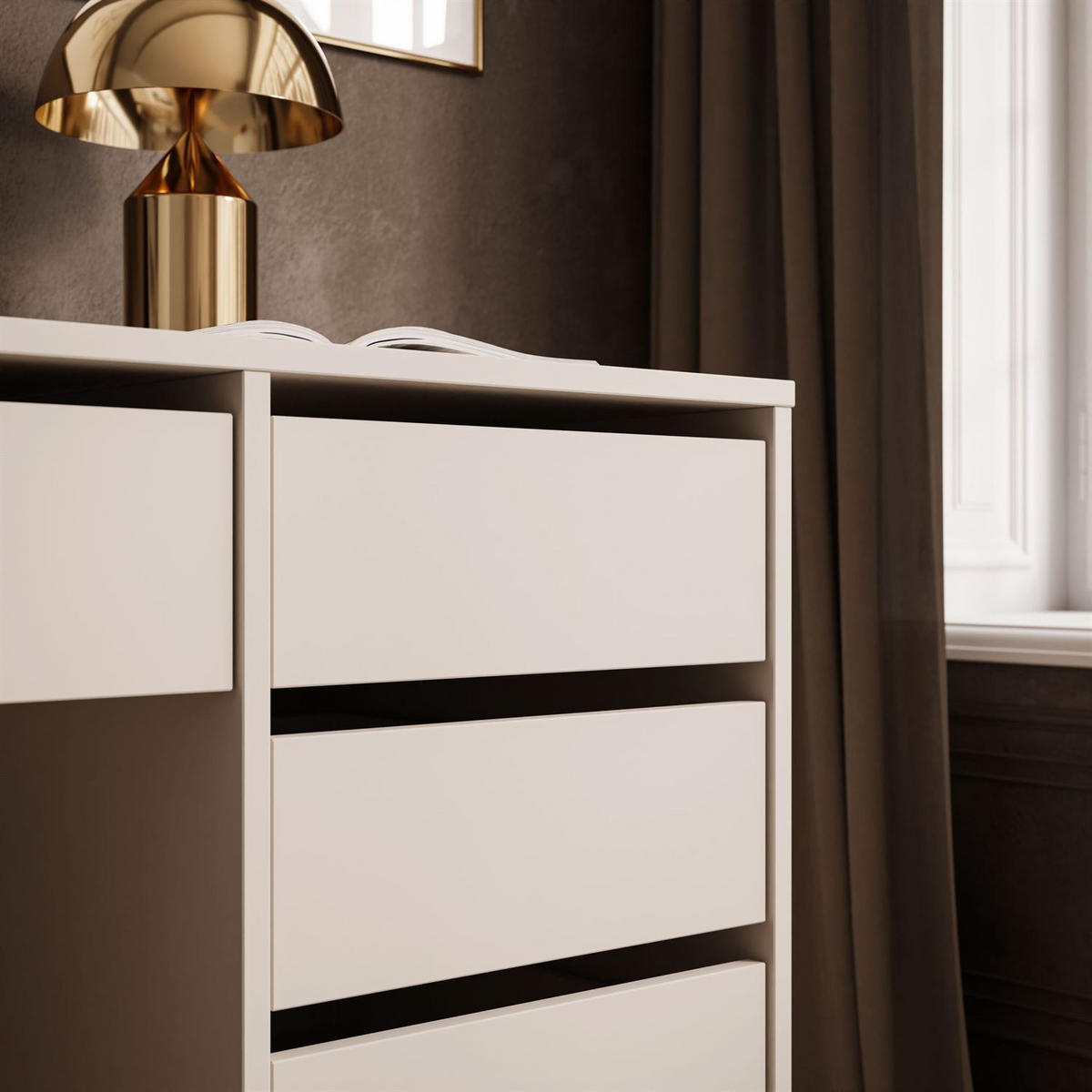 SCHREIBTISCH MADA MAT mit Schubladen - Kaschmir, Holzwerkstoff (55/120/75cm) - Lookway