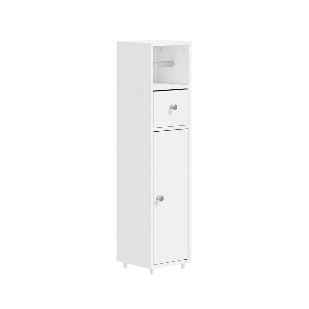 SCHMALER Badezimmerschrank mit Toilettenpapierhalter BZR219-W - Ahornfarben, Fell (20/85/20cm) - SoBuy