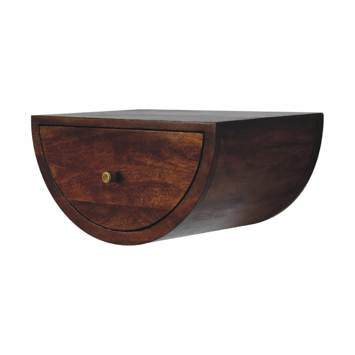 NACHTTISCH Levitate, Wandmontiert, 1 Schublade, Braun - Kastanienfarben/Messingfarben, Holz/Metall (45/23/32cm) - Artisan Furniture