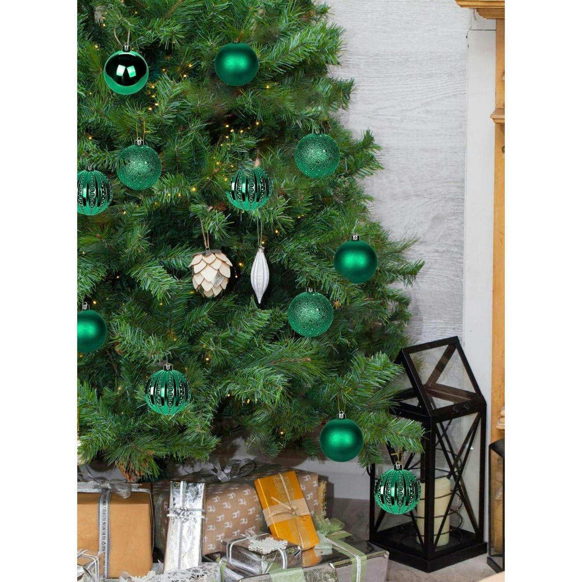 WEIHNACHTSKUGELN 12-teiliges Set Dunkelgrün 8 cm - Grün, Kunststoff (8/8/8cm)