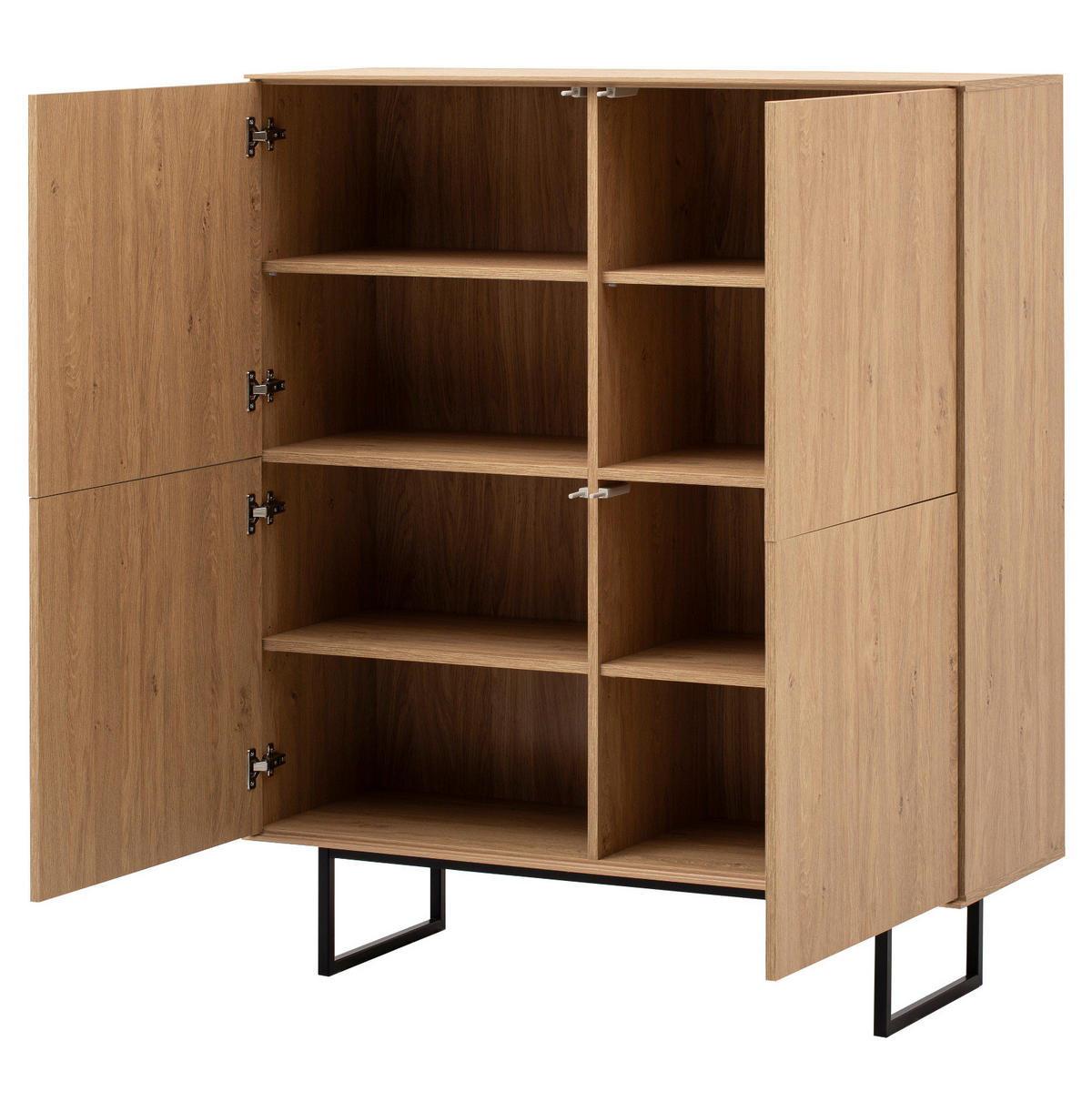 HIGHBOARD Stone Eiche, Kommode 115 x 137 cm, mit Push-to-Open - Eichefarben/Schwarz, Holzwerkstoff/Metall (115/137/40cm) - Furn.Design