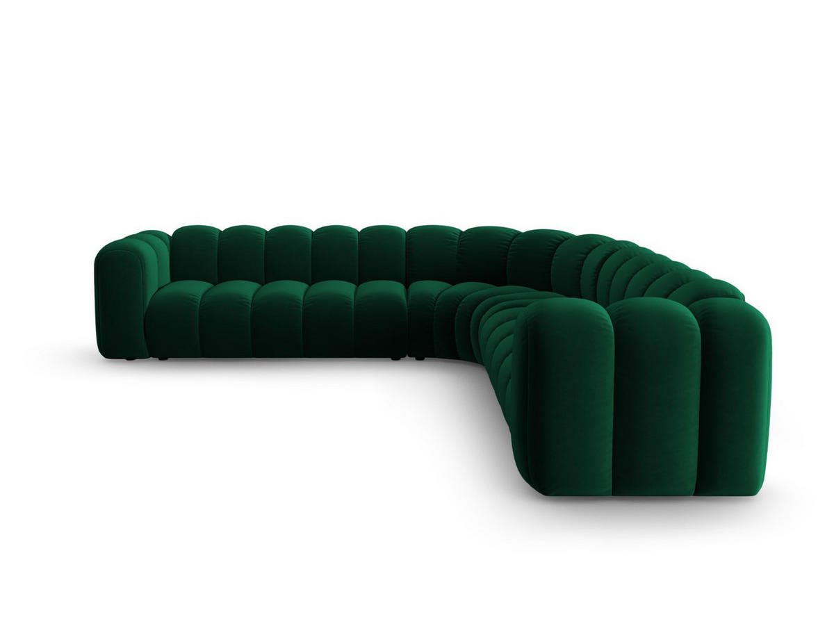ECKSOFA symmetrisch modular Lupine aus Samt flaschengrün 5 Sitzplätze - Dunkelgrün, Textil (309/309cm) - Micadoni
