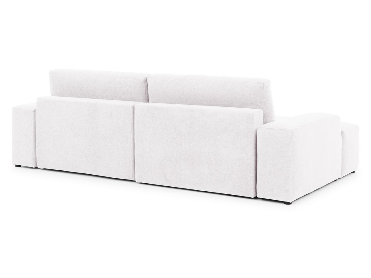 ECKSOFA Lennon aus Creme Strukturstoff mit Schlaffunktion und Bettkasten - Creme/Schwarz, Holz/Kunststoff (137/264cm) - S-Style