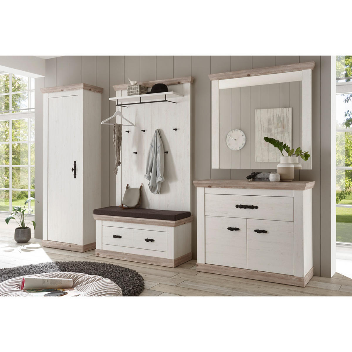 GARDEROBENSCHRANK Ferna-61 - Weiß, Holzwerkstoff (38/201/73cm) - Lomado