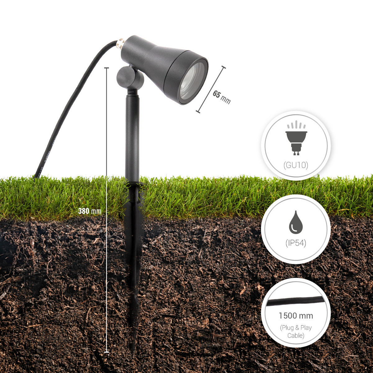 AUSSENLEUCHTE Bospo - Anthrazit, Metall (12/6.5/38cm) - Paco Home