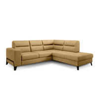 ECKSOFA mit Schlaffunktion & Bettkasten, luxus Nube-Stoff - Gelb/Schwarz, Textil/Metall (237/277cm) - Eltap