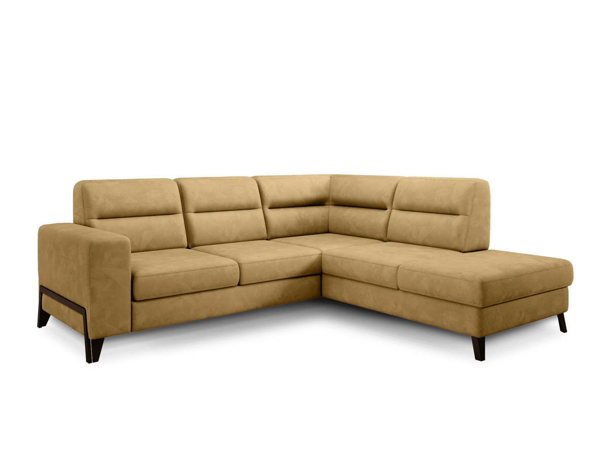 ECKSOFA mit Schlaffunktion & Bettkasten, luxus Nube-Stoff - Gelb/Schwarz, Textil/Metall (237/277cm) - Eltap