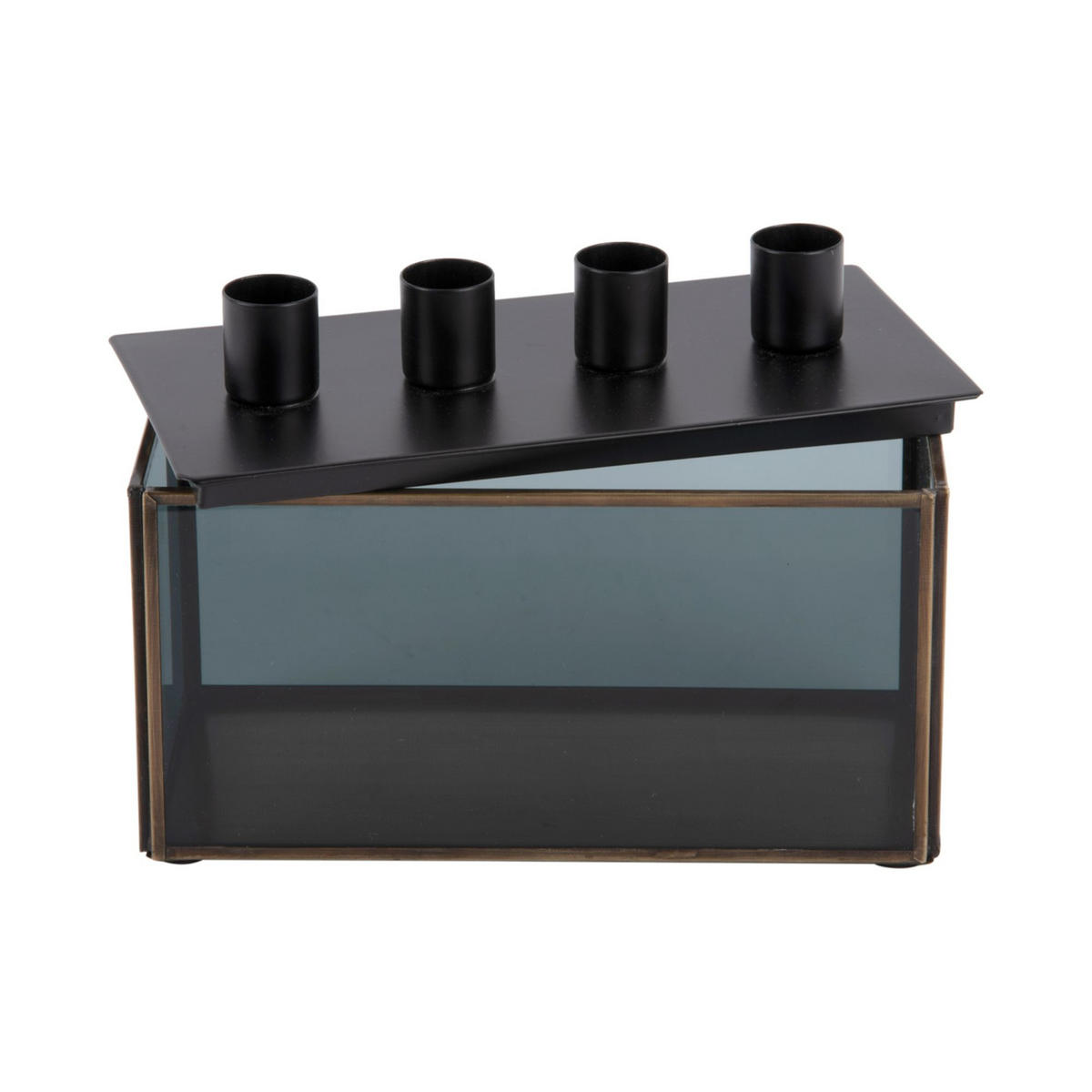 KERZENLEUCHTER Boxed Rectangle Schwarz 20/10/13 cm - Schwarz, Glas (10/13/20cm) - Present Time