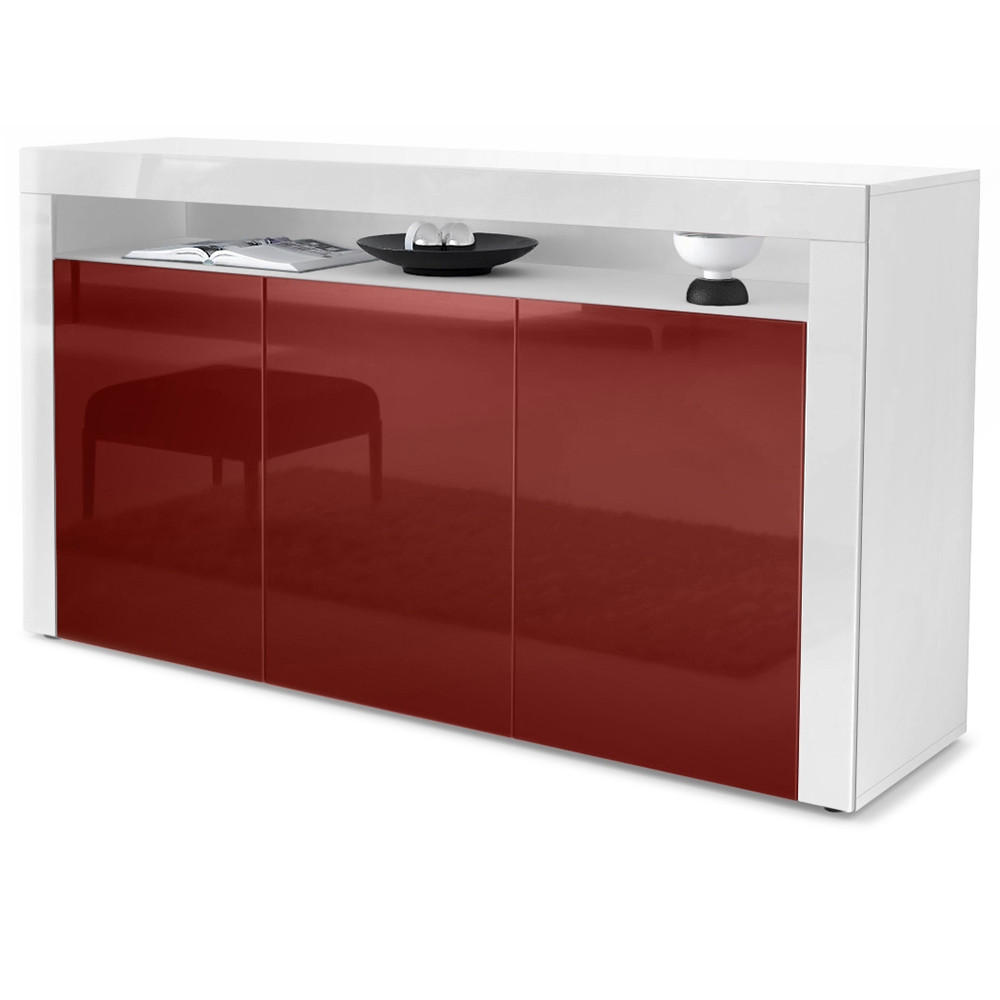 SIDEBOARD Valencia Bordeaux Hochglanz / Weiß Hochglanz - Bordeaux, Holzwerkstoff (155/92/40cm) - Vladon