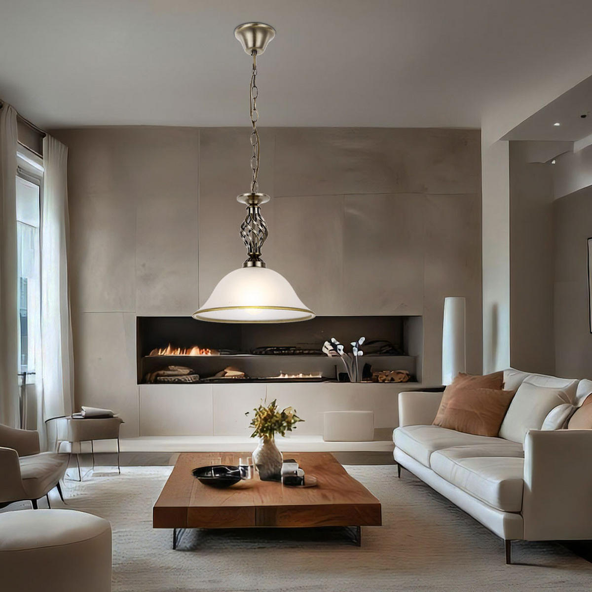 LED HÄNGELEUCHTE ODIN Messing - Messingfarben, Glas (30/30/120cm) - Globo Lighting