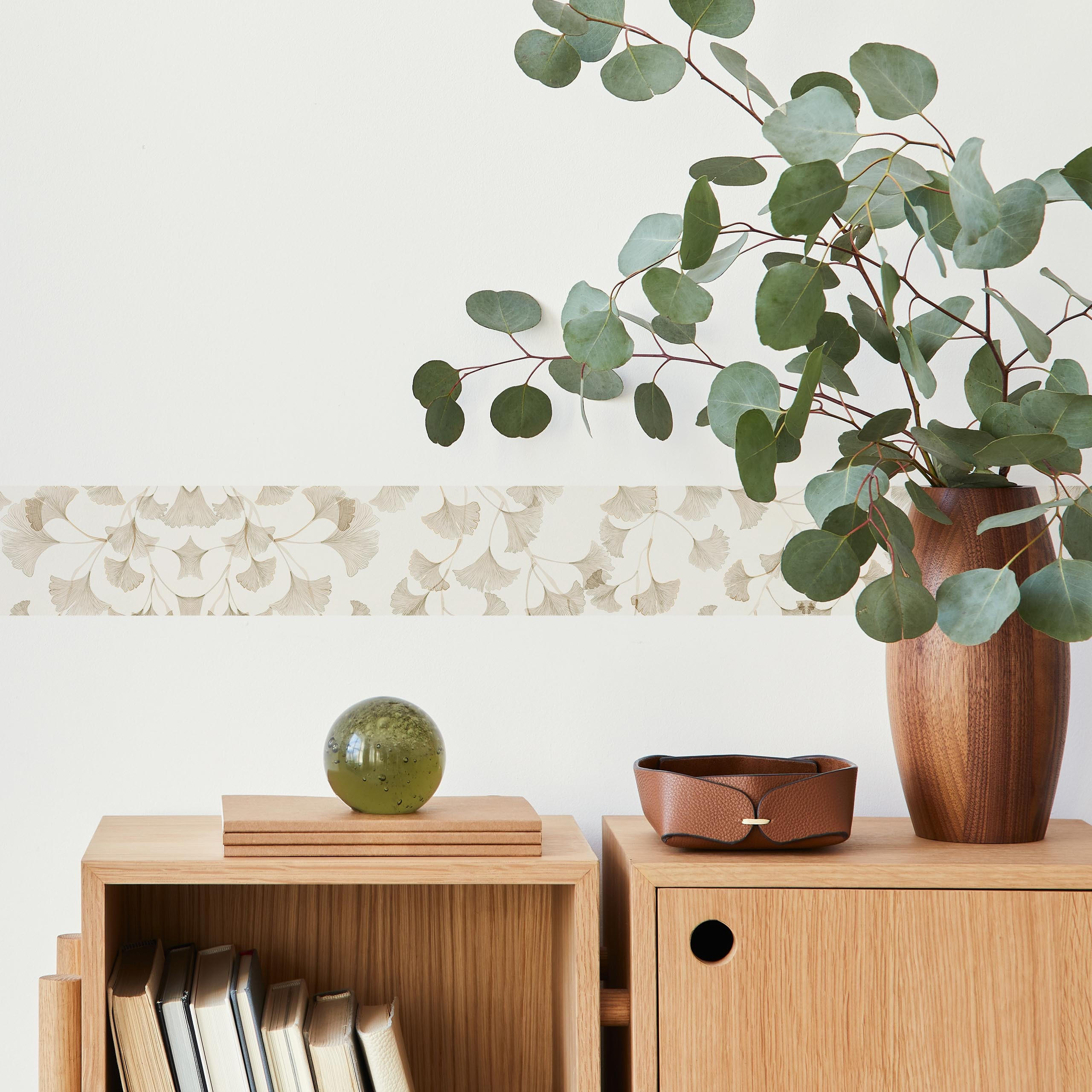 TAPETENBORDÜRE selbstklebend für Wohnzimmer Blätter Pflanzen Natur - Beige/Braun, Papier (10/300/300cm) - Muralo