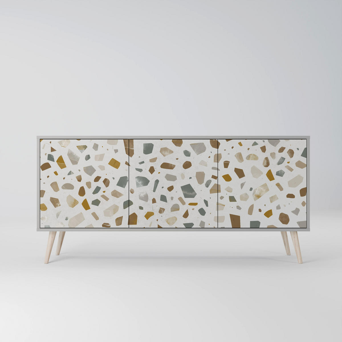 SIDEBOARD PIECES OF TOMORROW, Eicheneffekt, 164,5x42x77,5 cm, 3 Türen - Eichefarben/Buchefarben, Holzwerkstoff/Buchenholz (164.5/77.5/42cm) - SpaceRebels