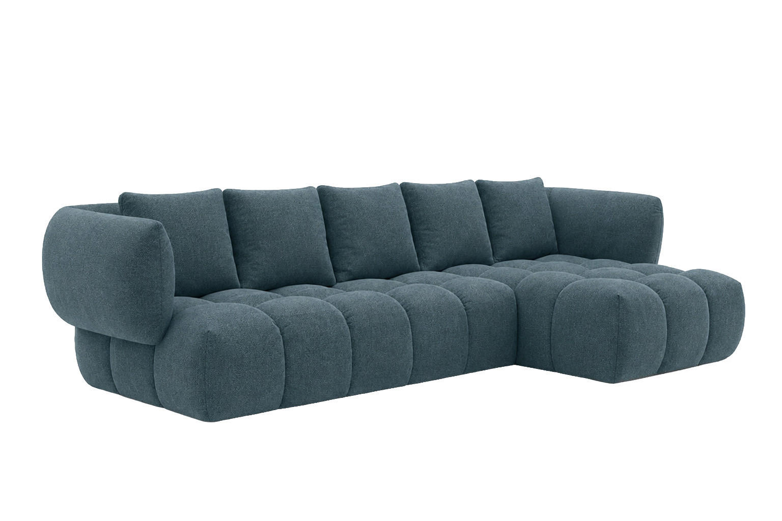 ECKSOFA L-Form, Chenillestoff Puente, Petrol, Rechts, SEVIO L - Petrol, Holz (242/175cm) - Kaiser Möbel