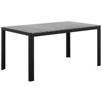 GARTENTISCH Kunstholz grau/schwarz 150/90 cm Como - Schwarz/Grau, Kunststoff (150/90/74cm) - Beliani