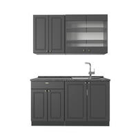 JEDNOTKOVÁ KUCHYNĚ Fame-Line Anthrazit-Gold Landhaus - antracitová, kompozitní dřevo (140/81.6/60cm) - Vicco