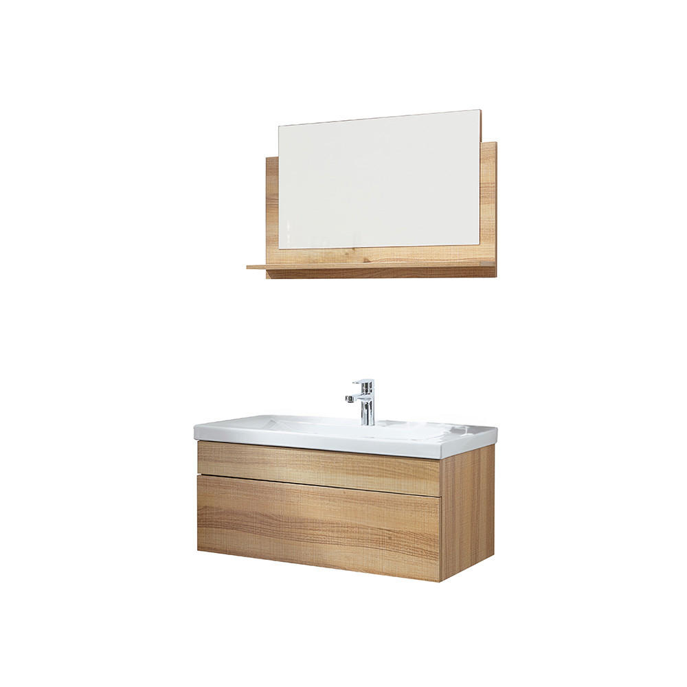 BADMÖBEL WANGEROOGE BIG M - Holz, M - Nussbaumfarben, Holz/Keramik (33/73/80cm) - Home Deluxe