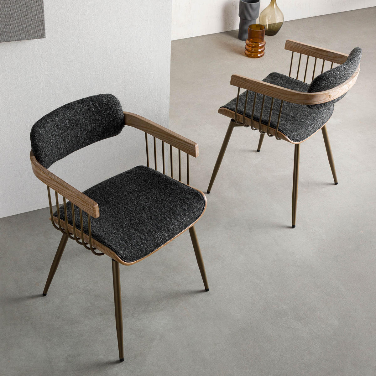 STUHL Massivholz 51 x 53 x 78 cm schwarz POLSTERSTÜHLE #02 - Schwarz, Holz (51/78/53cm) - Massivmoebel24