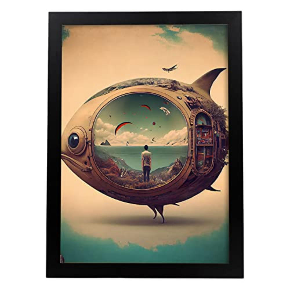 POSTER Fisch Filmischer Surrealismus A4 Rahmenlos - Klar, Papier (29.7/5/21cm) - Nacnic