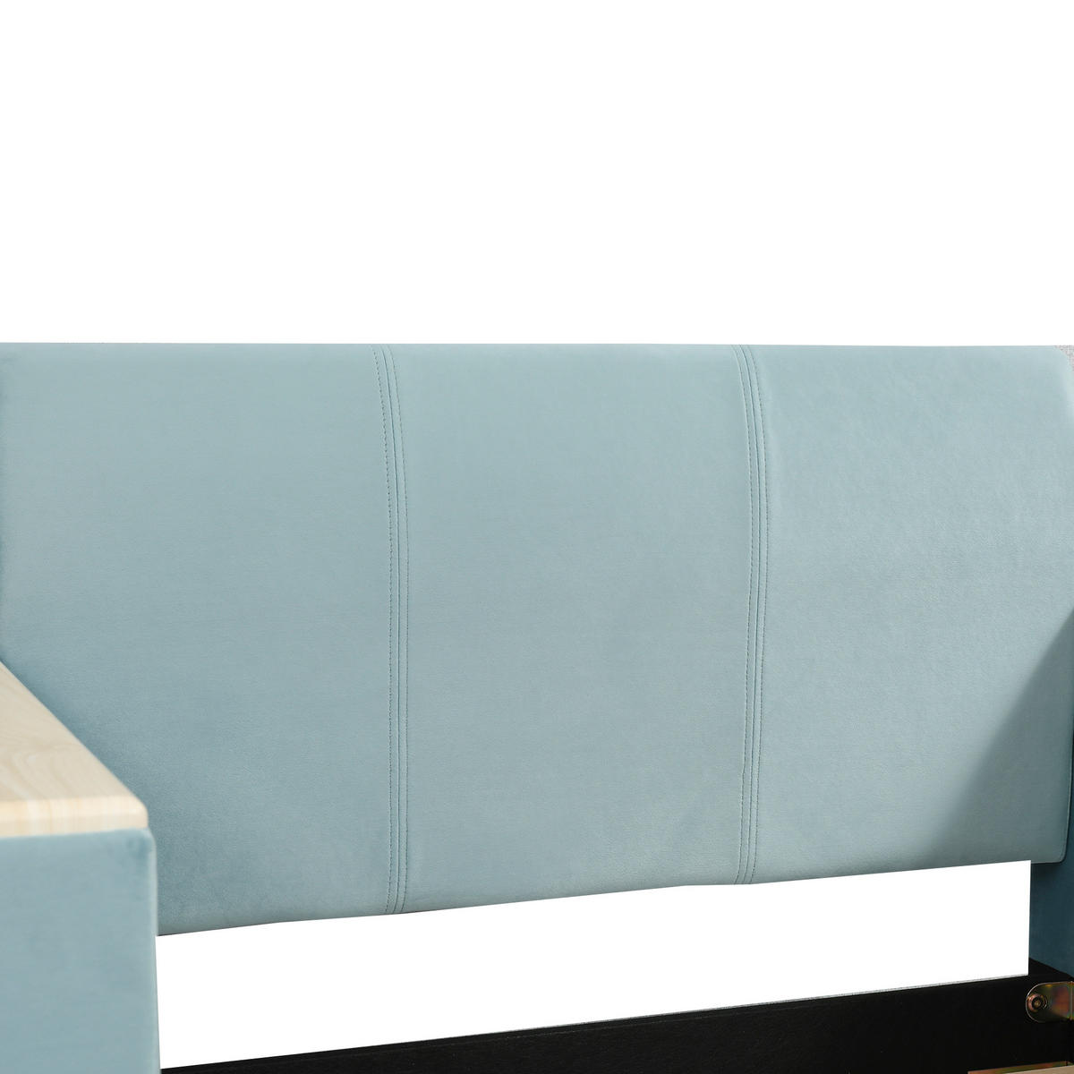 KINDERBETT 90/200 cm in Blau & Natur Samt mit Schreibtisch, Hocker und Ablageboden - Blau, Holzwerkstoff/Textil (90/200cm) - STILVORA