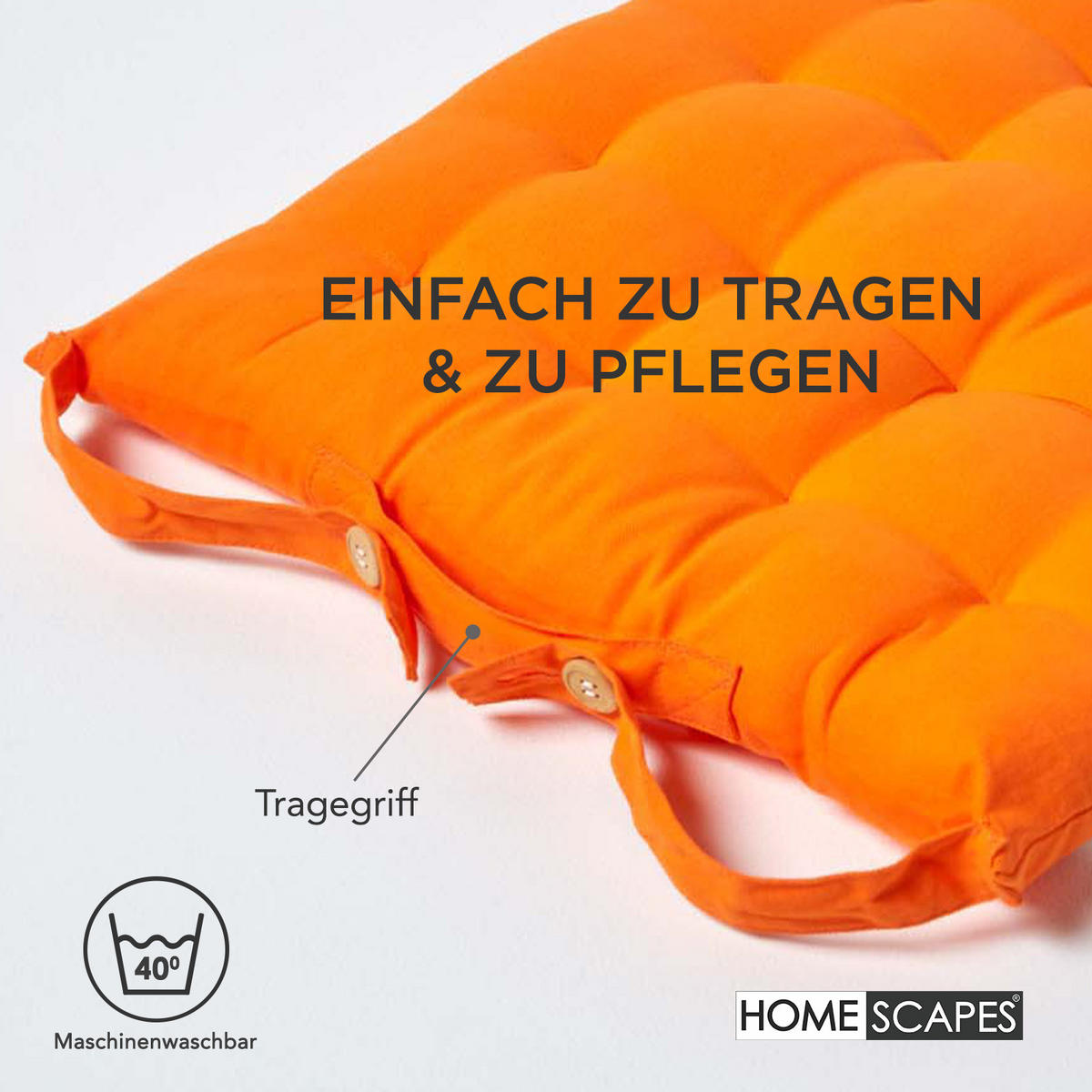 STUHLKISSEN 4er-Set orange 40/40/6,5 cm - Orange, Textil (40/40/6.5cm) - Homescapes