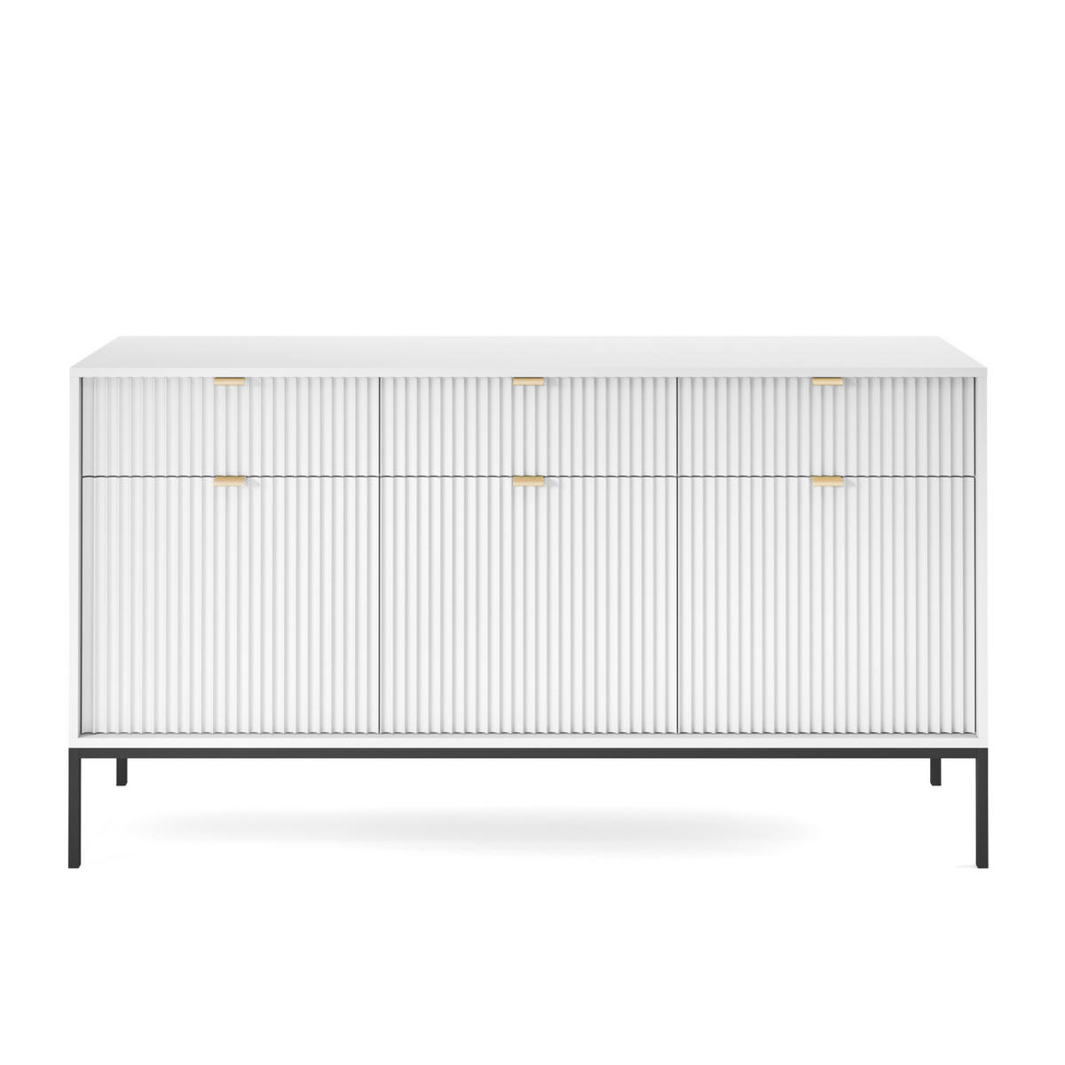 SIDEBOARD NANAIMO KOM3-3D3S Profilierte Fronten, Weiß - Weiß, Holzwerkstoff/Kunststoff (154/83/39cm) - Komodee