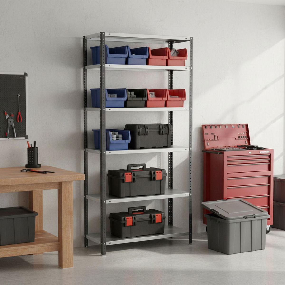 SCHRAUBREGAL PANDA TALL | HxBxT 200x80x40cm | 6 Fachböden | Fachlast 100kg | Anthrazit-Weiß - Anthrazit, Metall (80/200/40cm) - PROREGAL