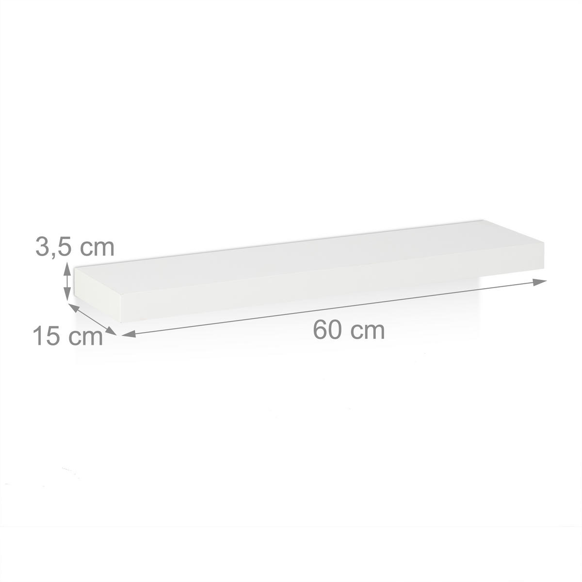 3XWANDREGAL - Weiß, Holzwerkstoff/Metall (60/3.5/15cm) - Relaxdays