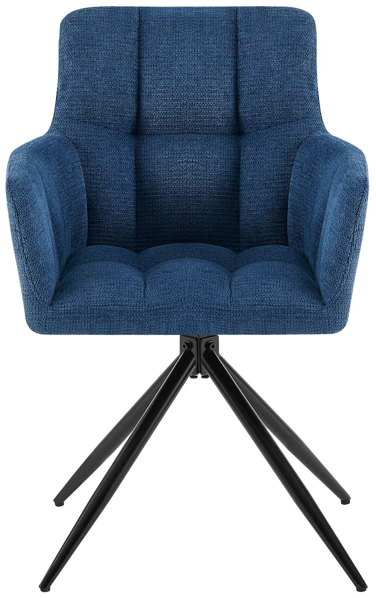 ARMLEHNENSTUHL 2er Set Stoff Dunkelblau - Schwarz/Dunkelblau, Textil/Metall (59/87/59cm) - CLP