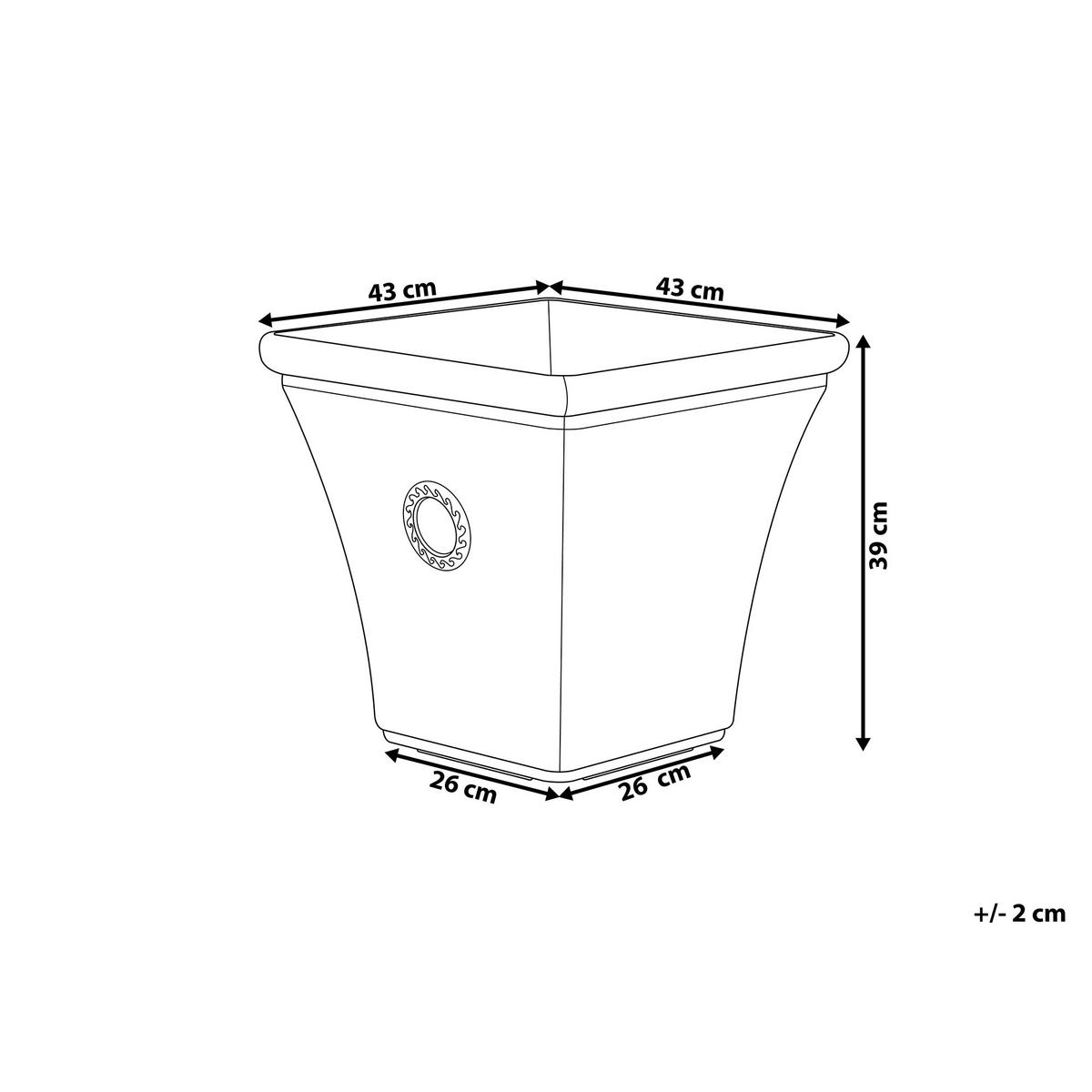 BLUMENTOPF weiß quadratisch 43/43/39 cm Elateia - Blau/Weiß, Stein (39cm) - Beliani